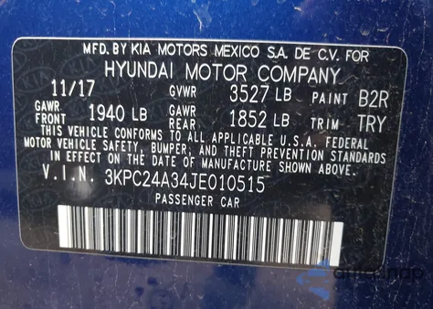 2018 Hyundai Accent Sel из США, поврежденный, VIN 3KPC24A34JE010515